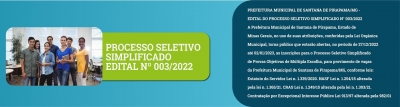 Prefeitura lança Processo Seletivo Simplificado nº 003/2022