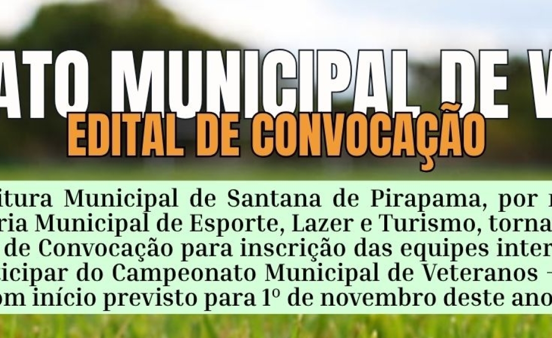 Santana de Pirapama abre inscrições para o Campeonato Municipal de Veteranos 2026