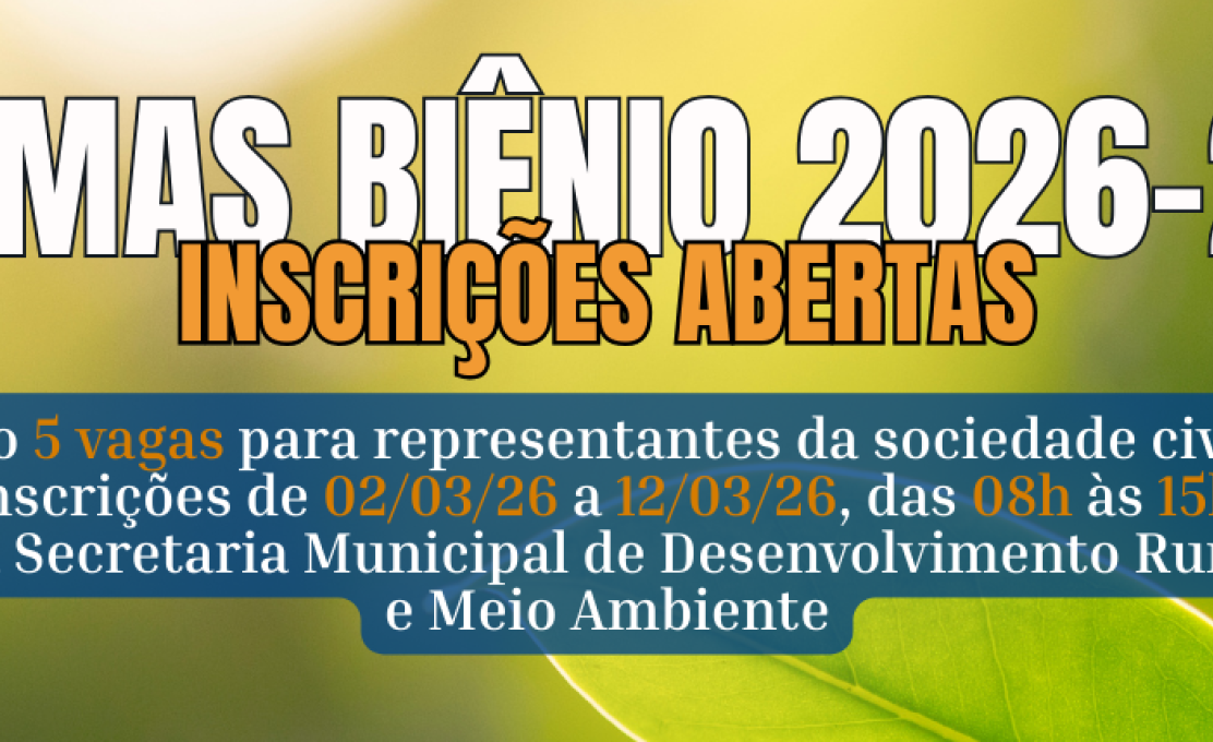 Prefeitura abre inscrições para entidades da sociedade civil comporem o CODEMAS (2026–2028)