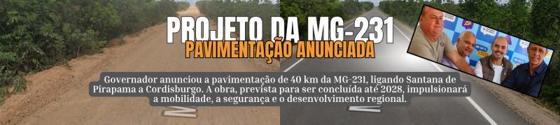 Governador Mateus Simões anuncia pavimentação da MG-231, ligando Santana...